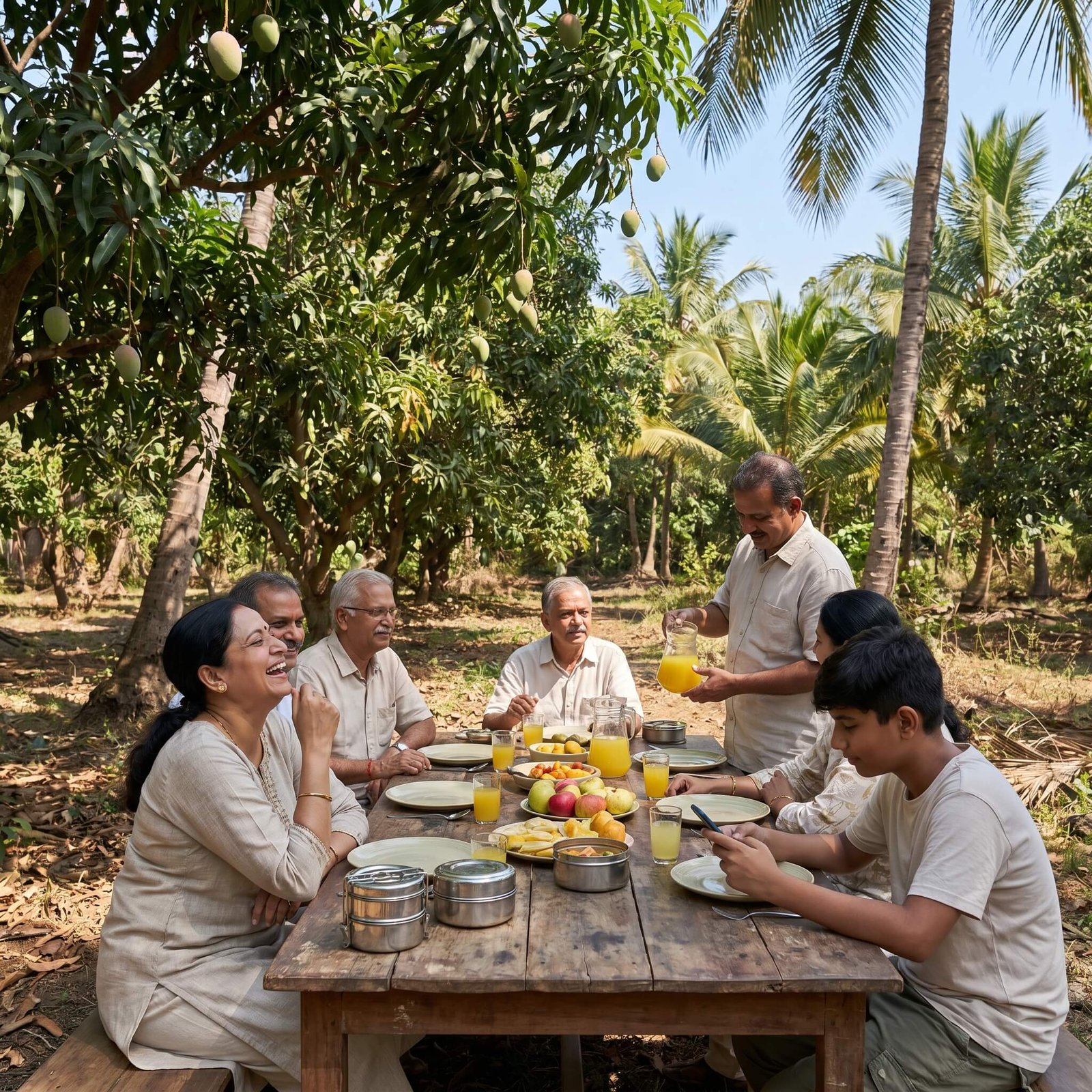 Family enjoying life at Hosachiguru Maamara farm