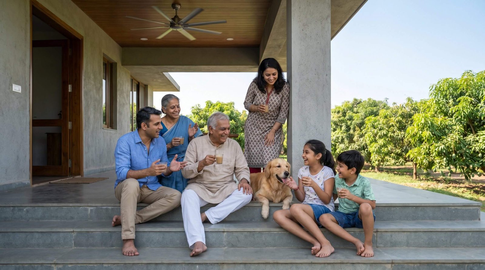 Family at the farm