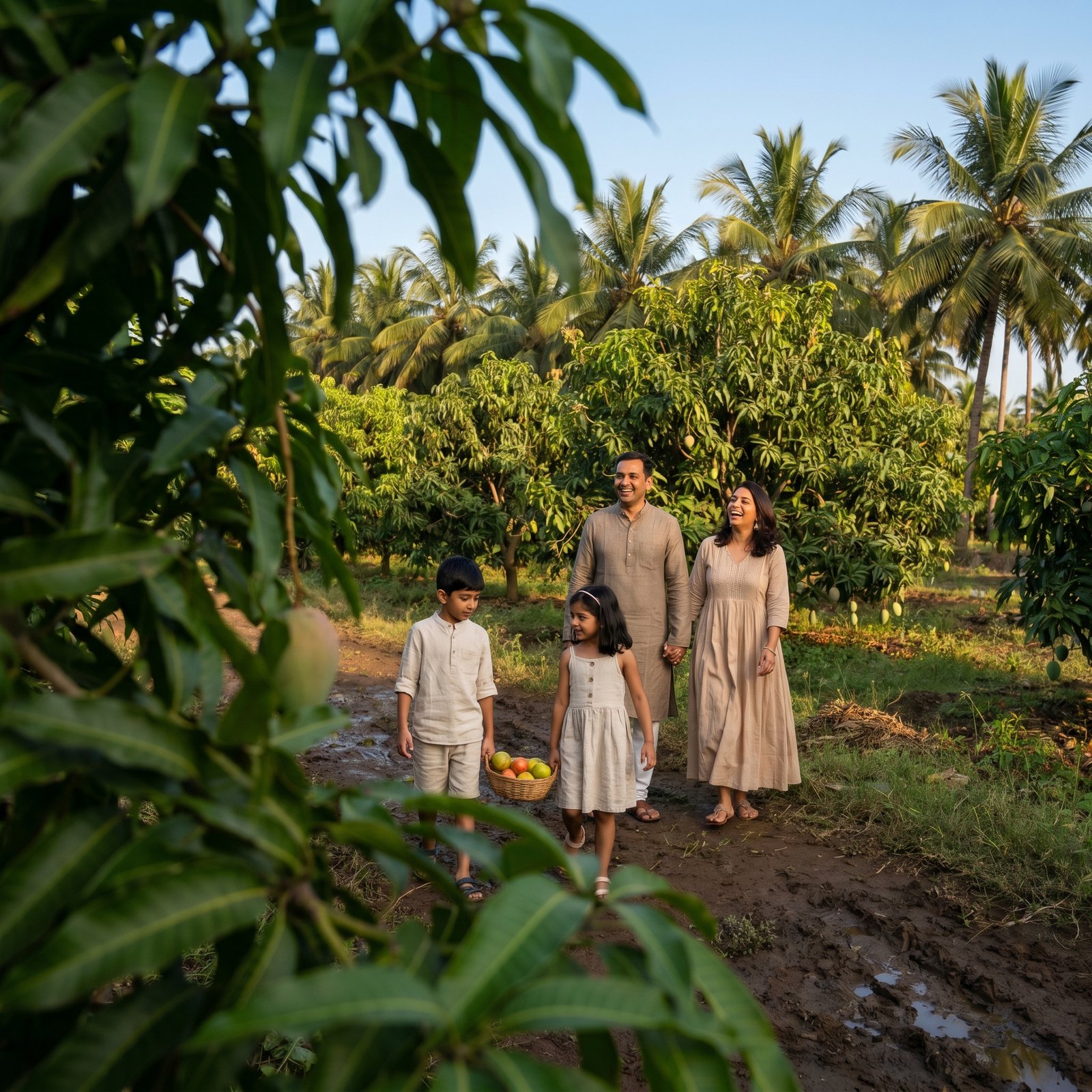 Affluent family at Hosachiguru Maamara mango farm near Bangalore