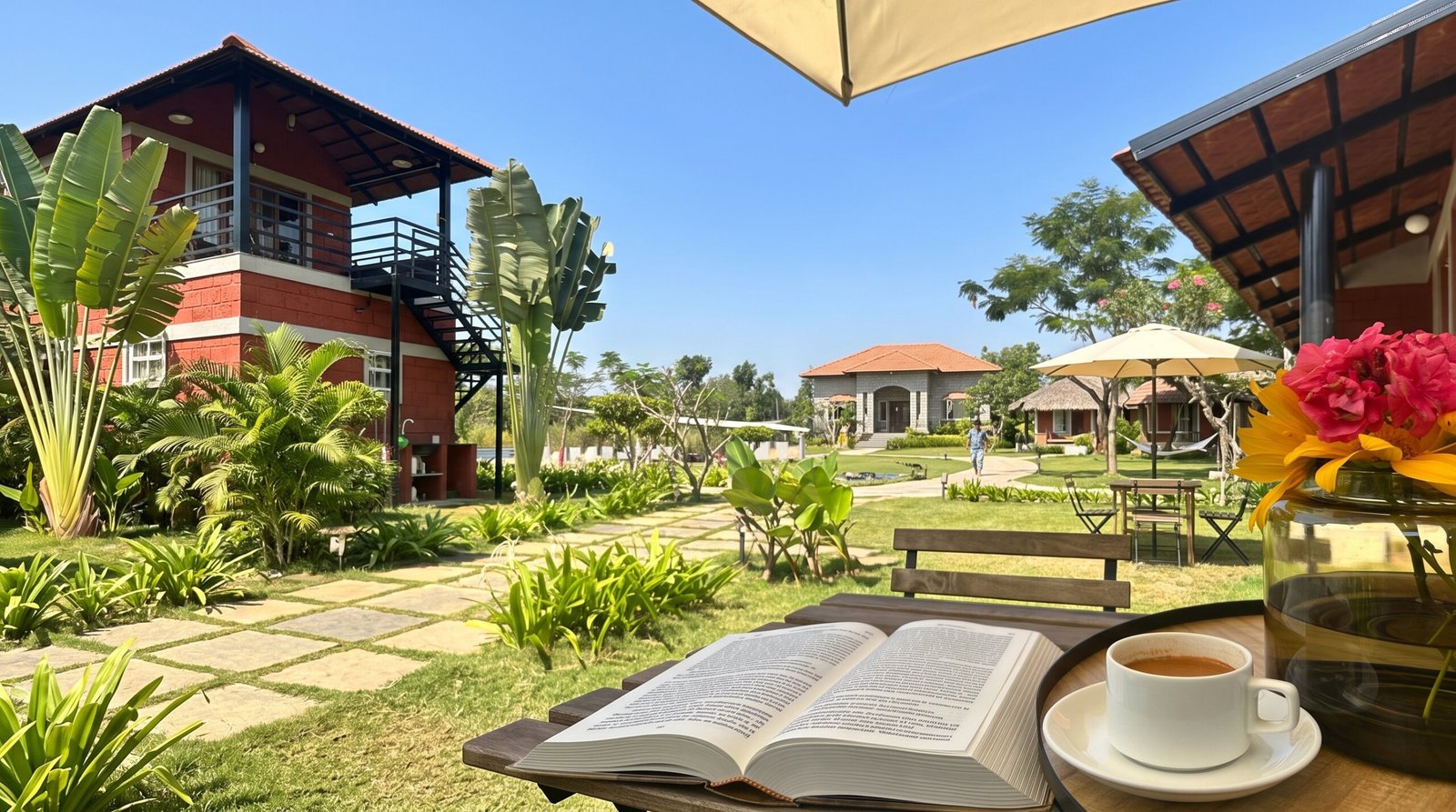Eco Habitat cottage and clubhouse area near Hindupur