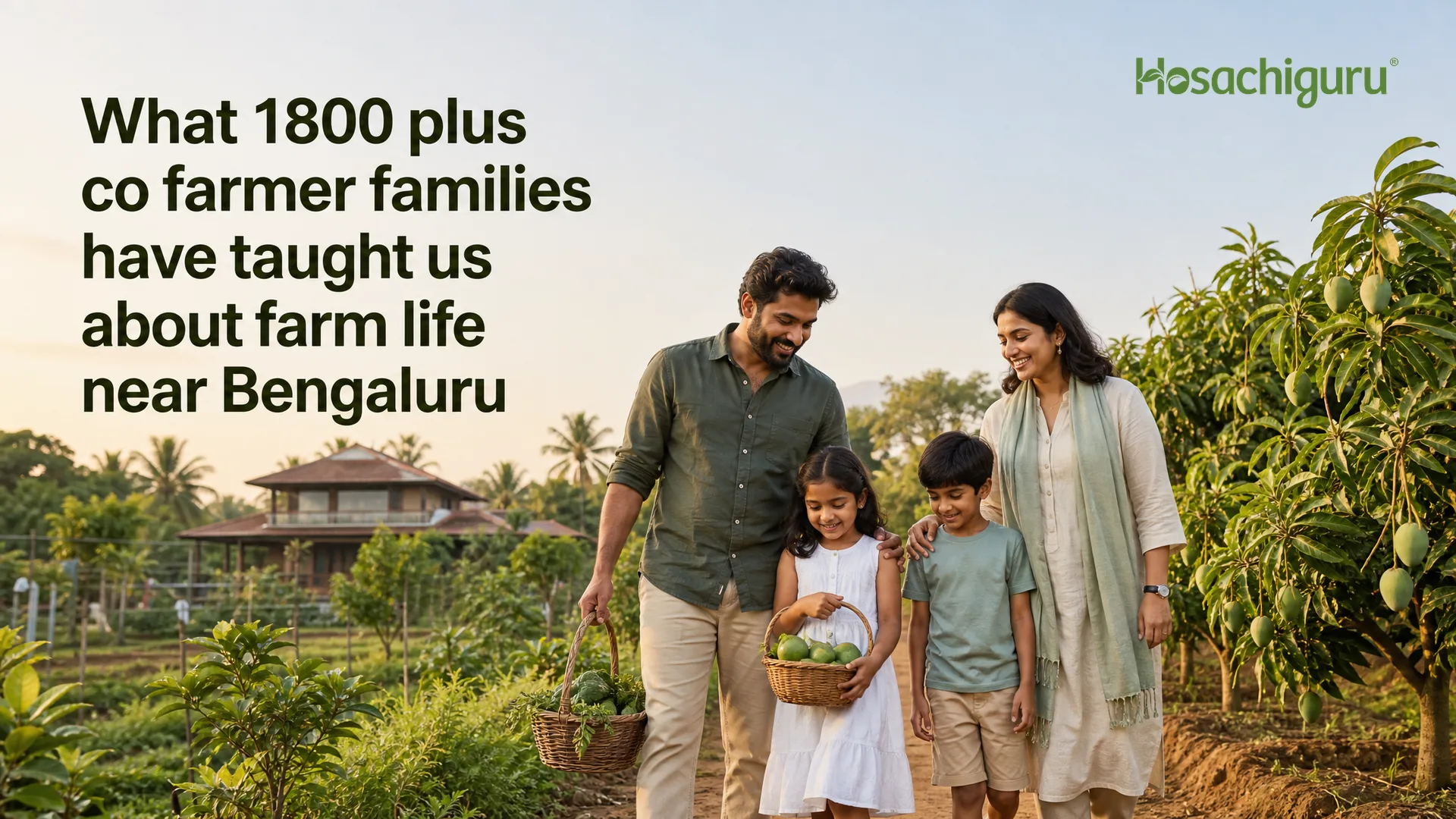 Families enjoying weekend farm life on managed farmland near Bengaluru